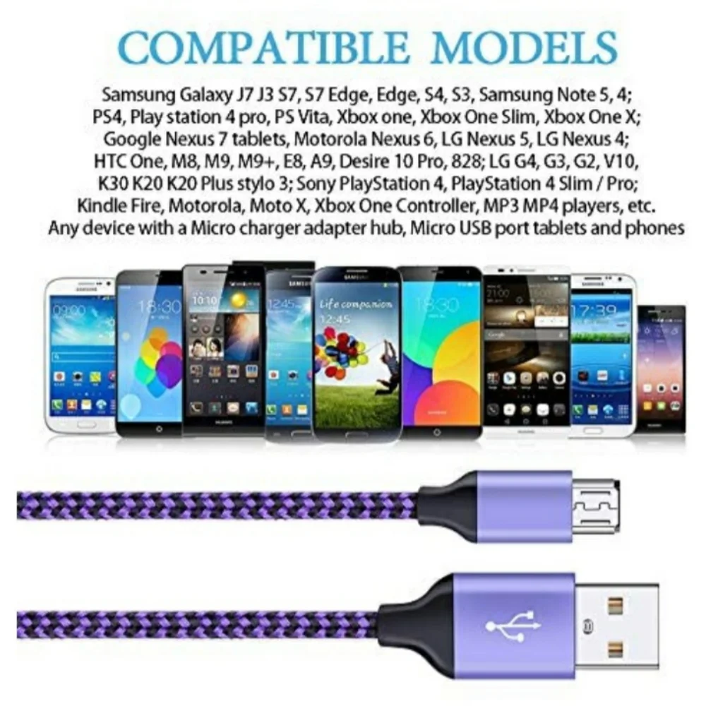 3 NWOT micro USB charging cables